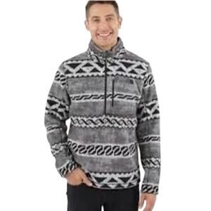 The North Face Quarter Zip Fleece Pullover Gray Black Aztec Tribal XL
